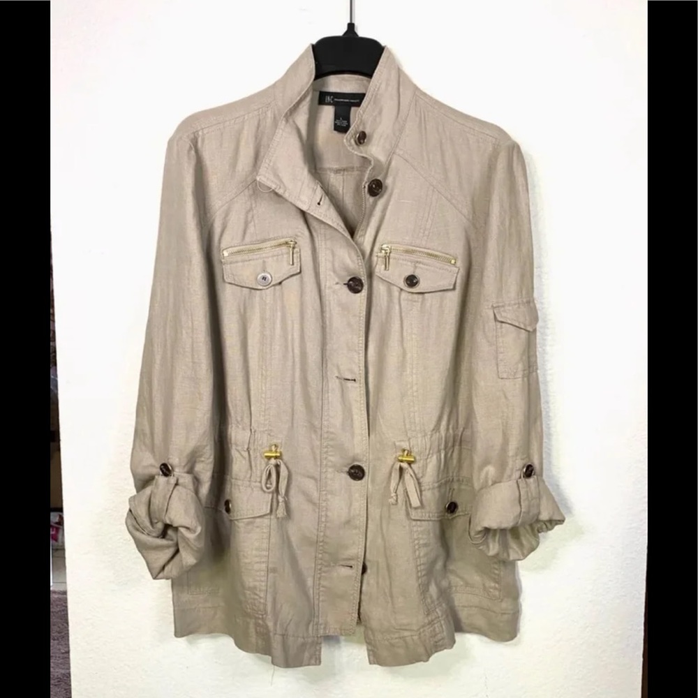 NWT INC Int'l 100% LINEN SAFARI JACKET